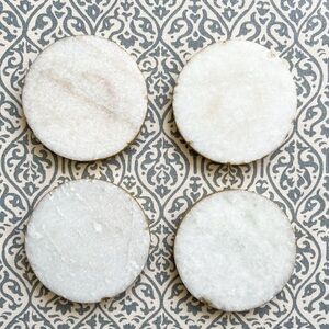 Round Marble Coasters with Gold Glitter Edge - Set of 4